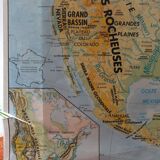Old laminated map "North America - Physical Map" on the front / Agriculture and climate" back