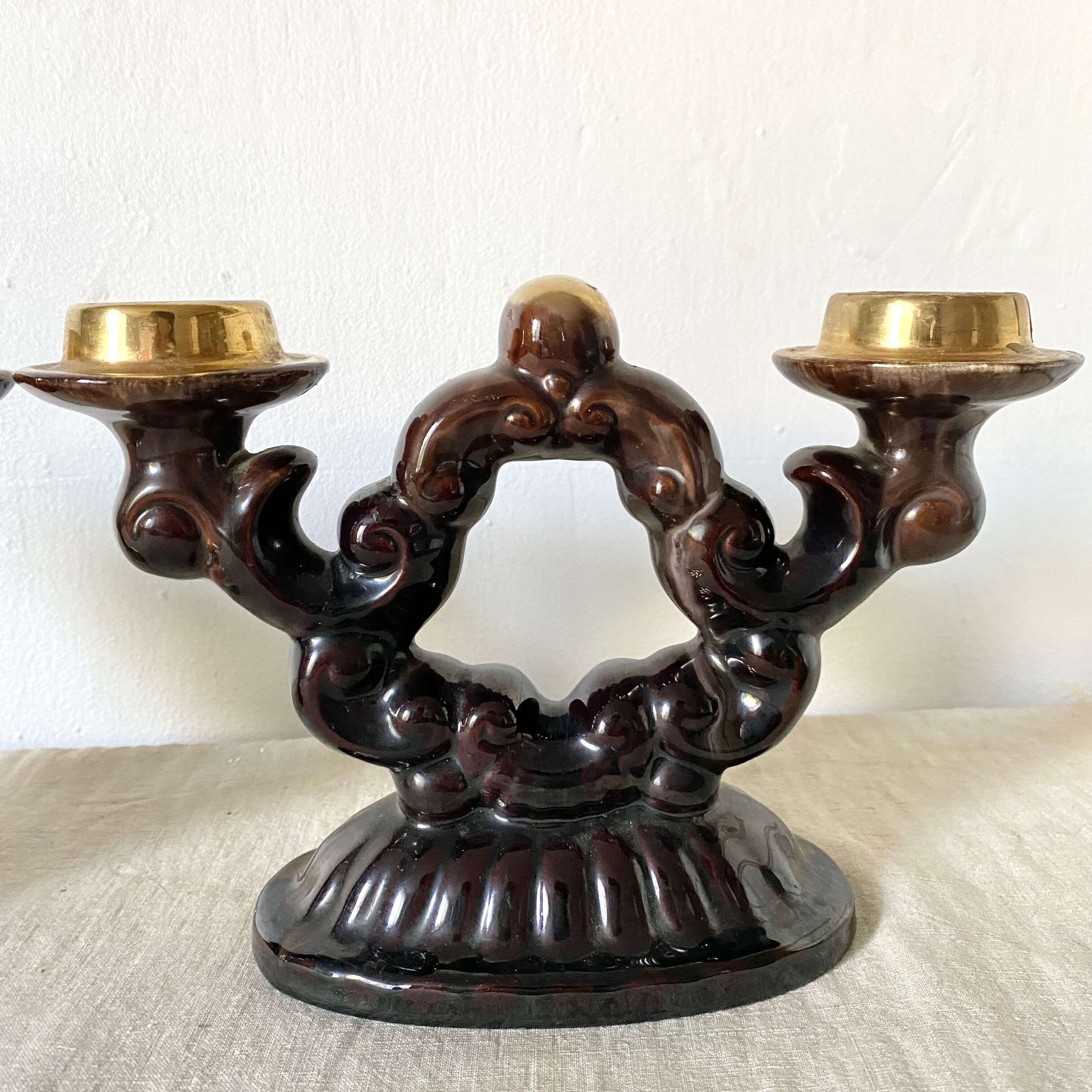 Pair of vintage ceramic candlesticks from the 1950s