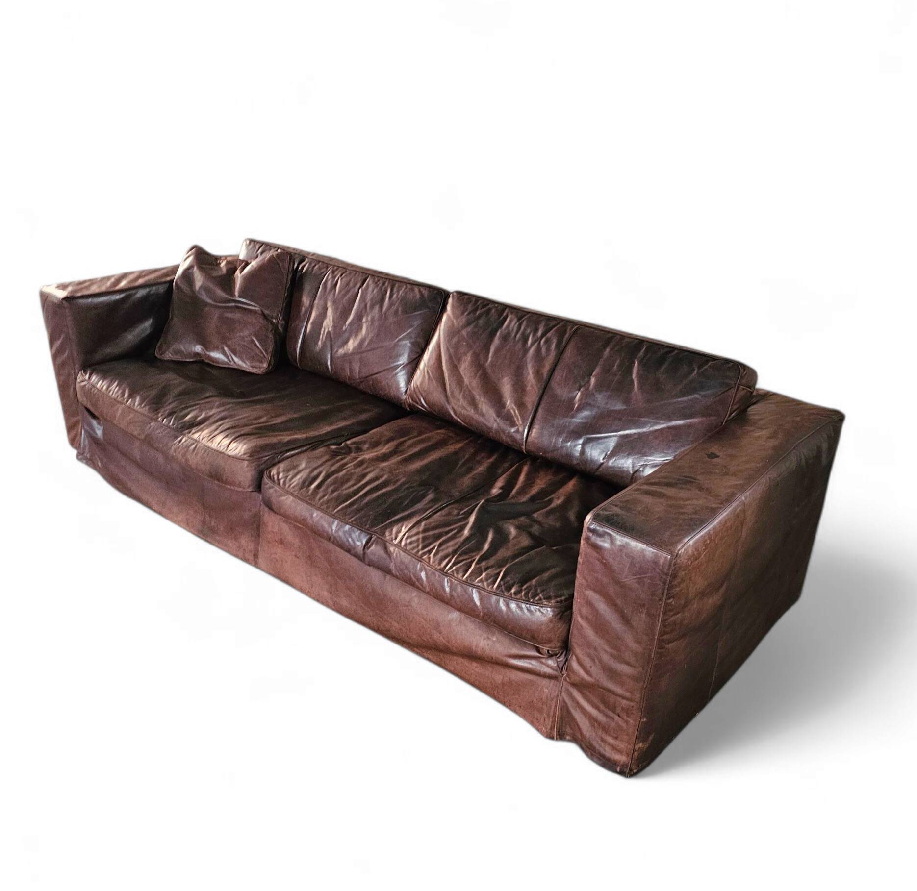 Massive / loose cover / brown leather / lounge sofa / 1970s/