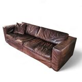 Massive / loose cover / brown leather / lounge sofa / 1970s/