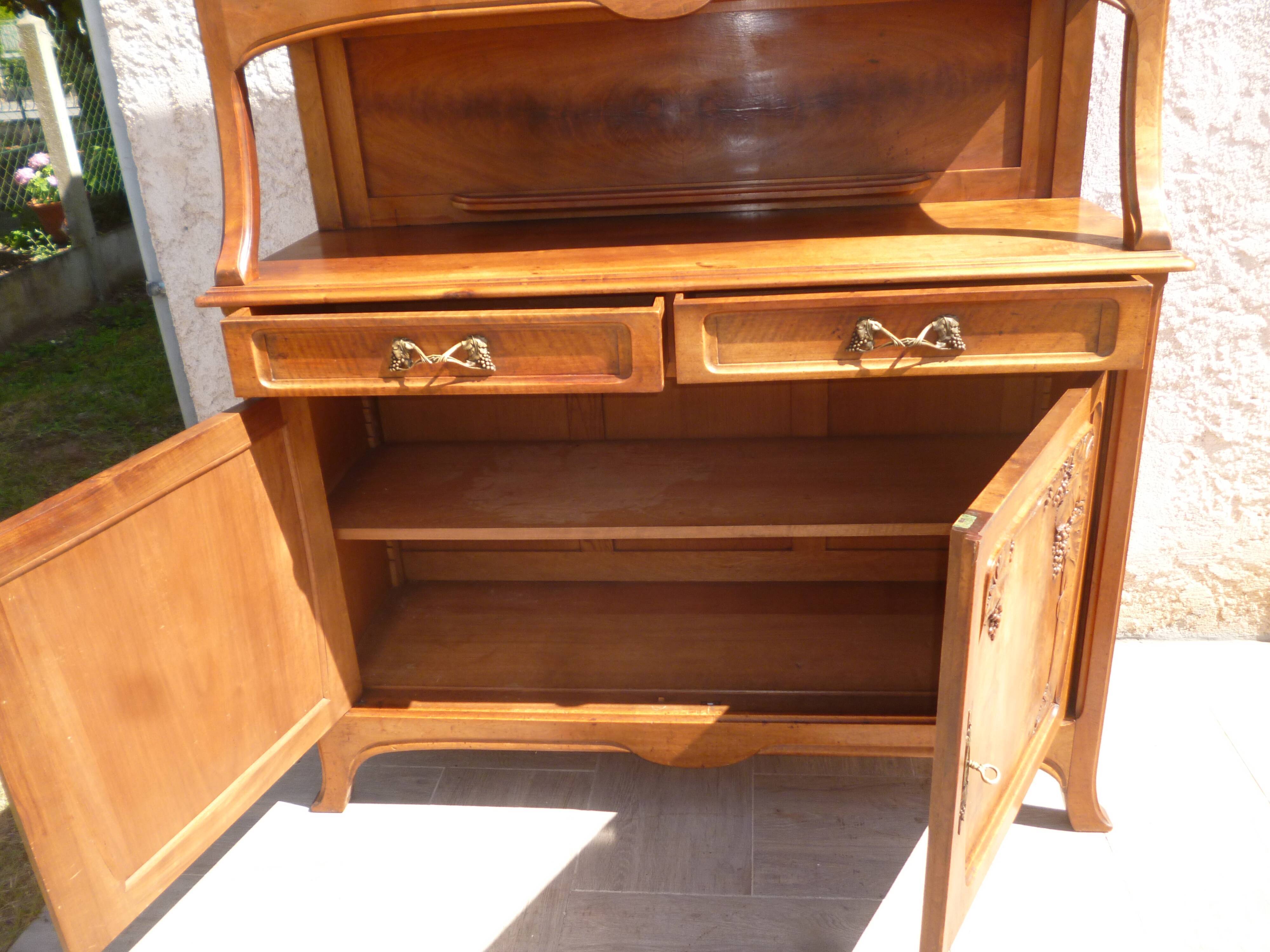 Two-body Art Nouveau 1900 sideboard stamped Georges Ernest Nowak