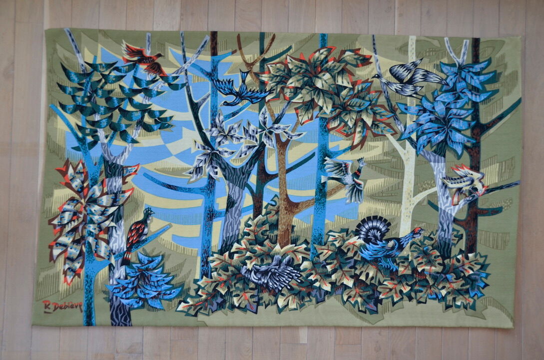 Silkscreened tapestry "The Forest" by Robert Debiève