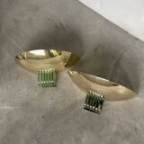 Pair of brass and art deco glass wall lights SCE