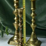 Set of three vintage brass candlesticks