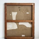 Old oil painting on canvas portrait of a woman in traditional costume