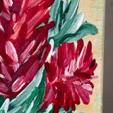 Still life bouquet of flowers painting on canvas signed Morent