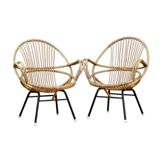 Set Of Vintage Rattan Chairs, 1950's