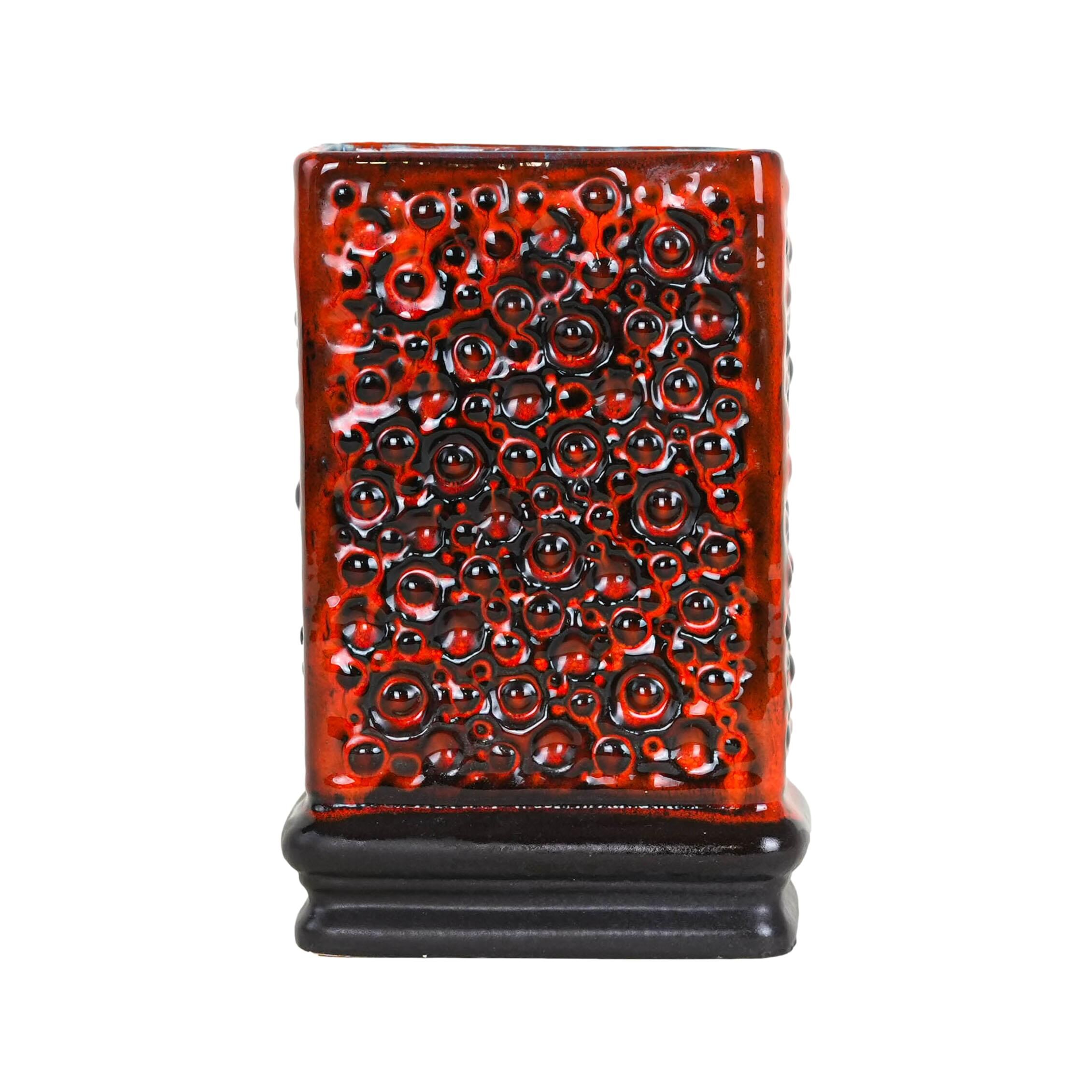 Red vase, Fat Lava, German design, 1960s, made in West Germany