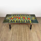 Table basse en céramique et chrome, années 70