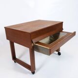 Sewing Table With Wheels Made In Teak, Danish Design From 1960s