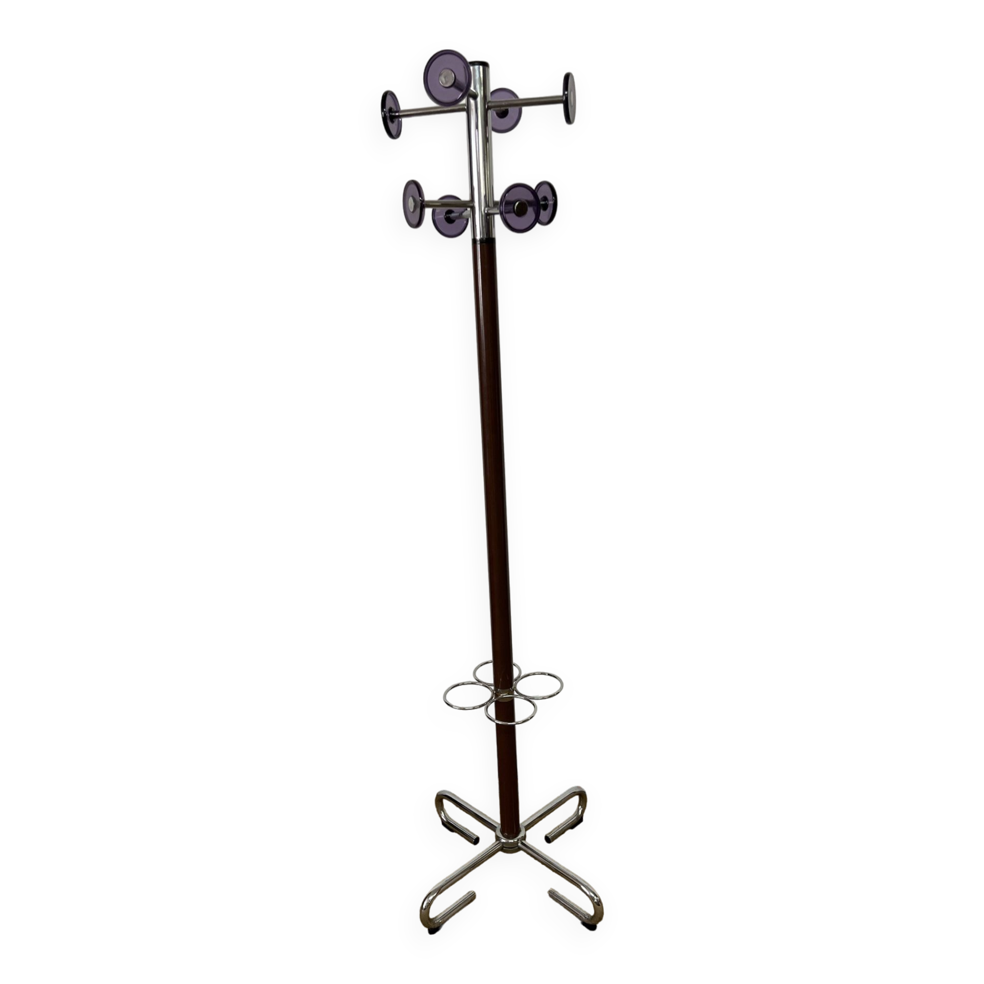 Industrial coat rack in chrome metal