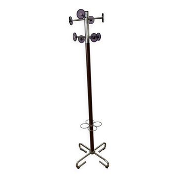Industrial coat rack in chrome metal