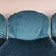 Four 1970s tubular chairs upholstered in blue velvet