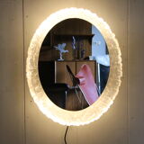 Oval mirror with lighting and plexiglass edge by Hillebrand - 68x56cm