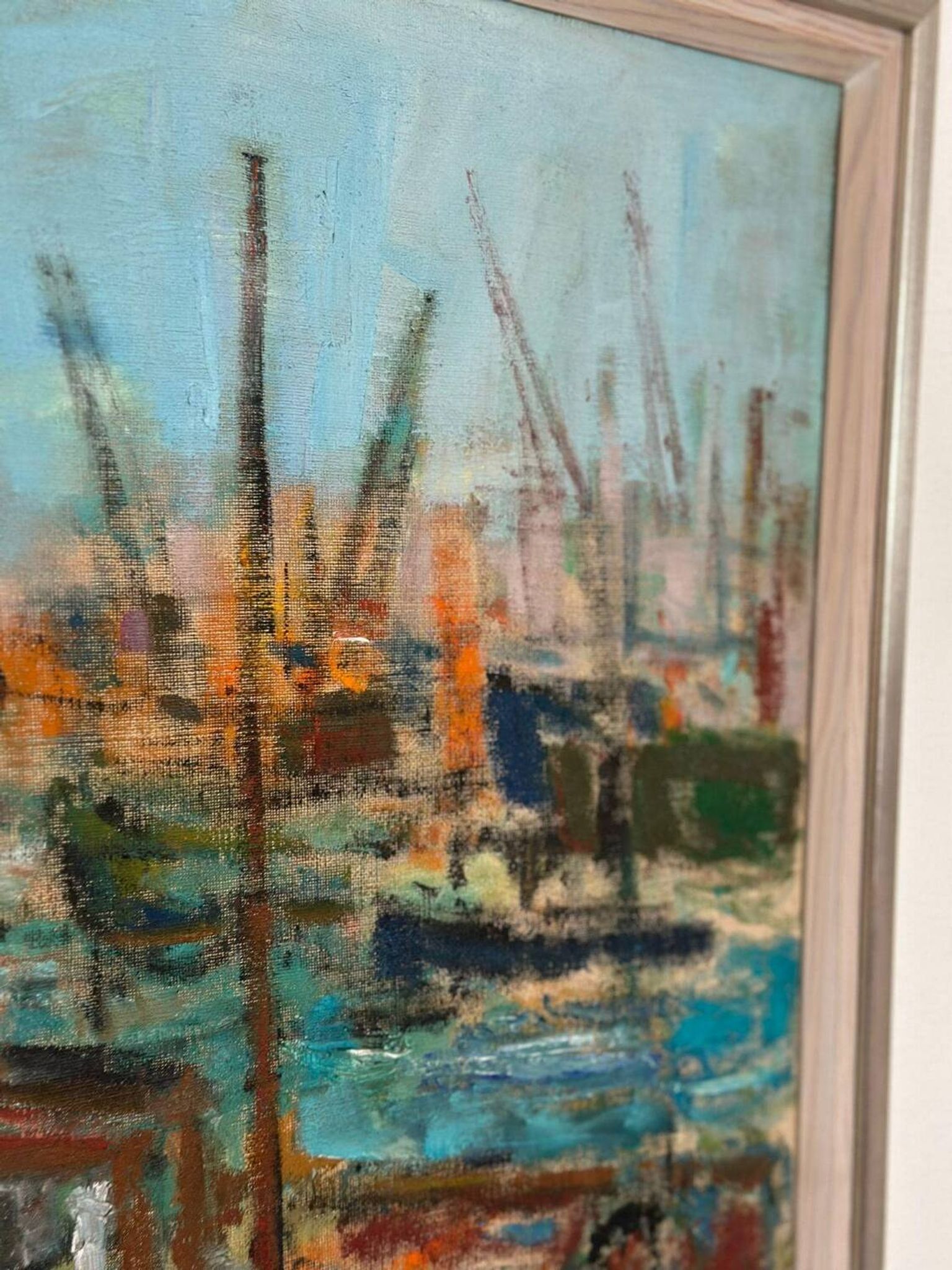 Huile sur toile suédoise – « Port de Göteborg » par Eric With