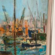 Huile sur toile suédoise – « Port de Göteborg » par Eric With