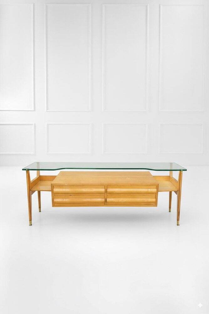 Commode en bois italienne des années 1950, style mid-century.