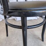 Vintage Thonet Style Dining Chair: Black Bentwood Cane Seat