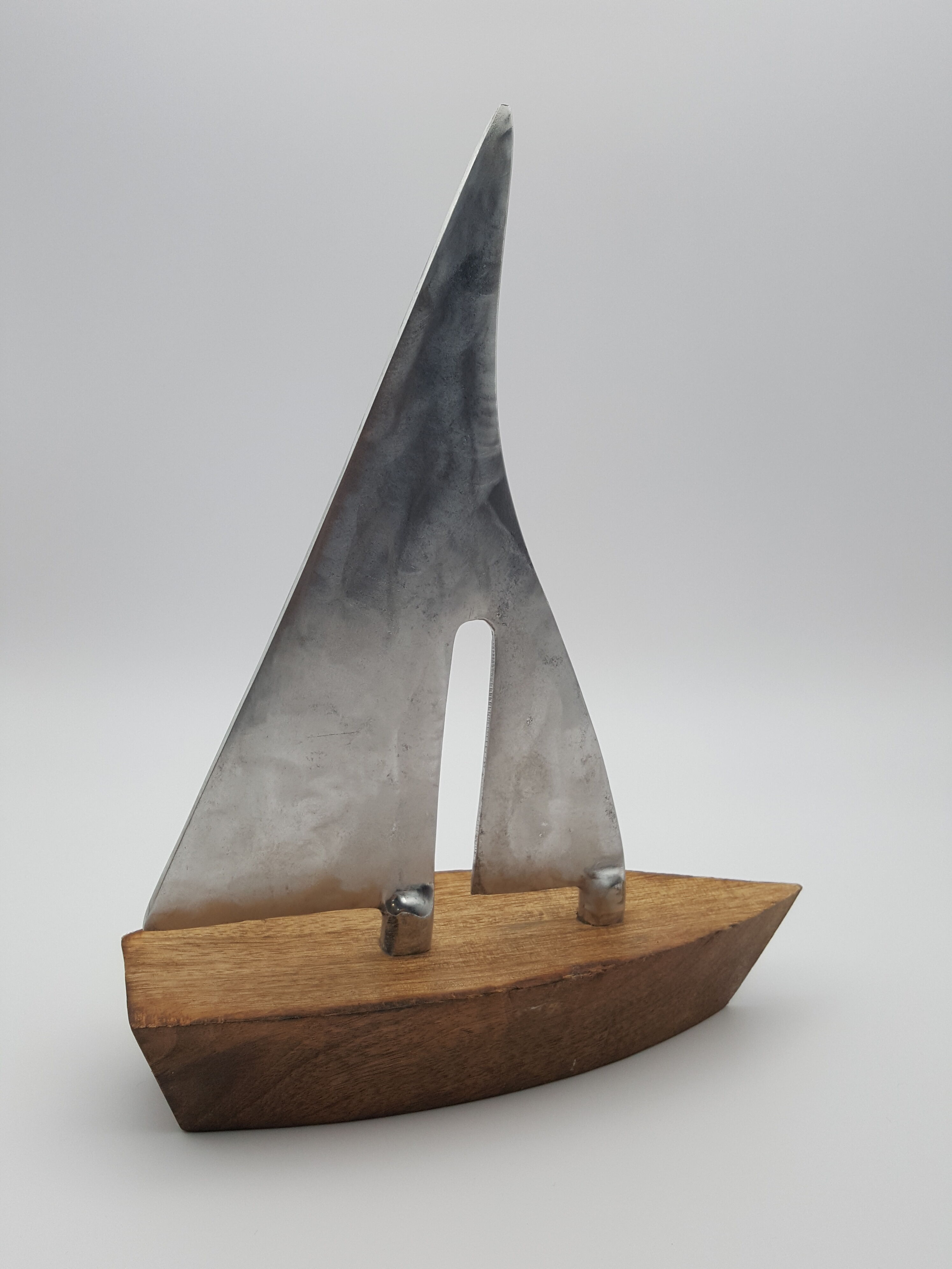 Wooden boat sail metallic metal brushed navy decoration