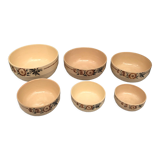 Set of 6 stackable salad bowls with foral pattern from the 50s/60s