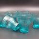 Set of 6 turquoise glass water glasses around 1975