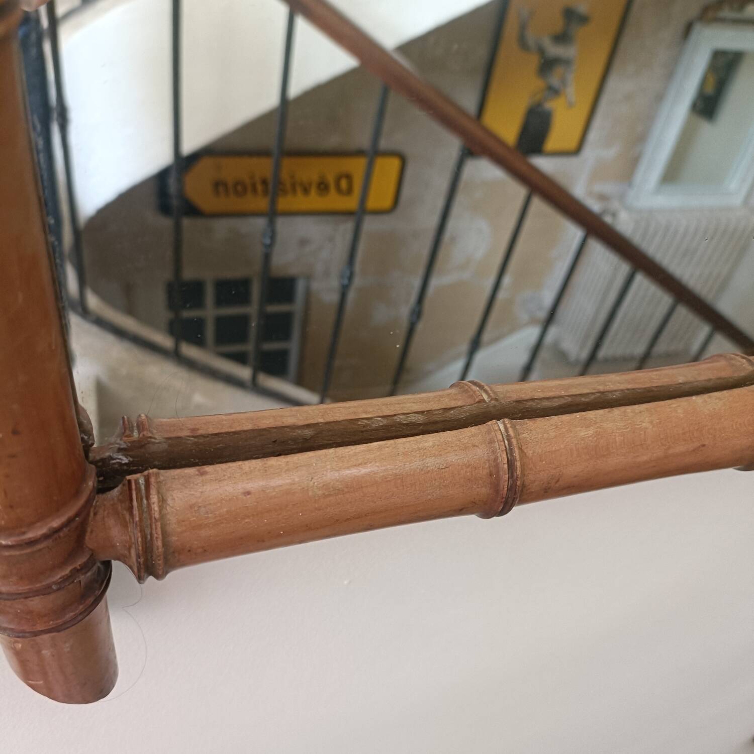 Mirror circa 1950 in bamboo imitation.