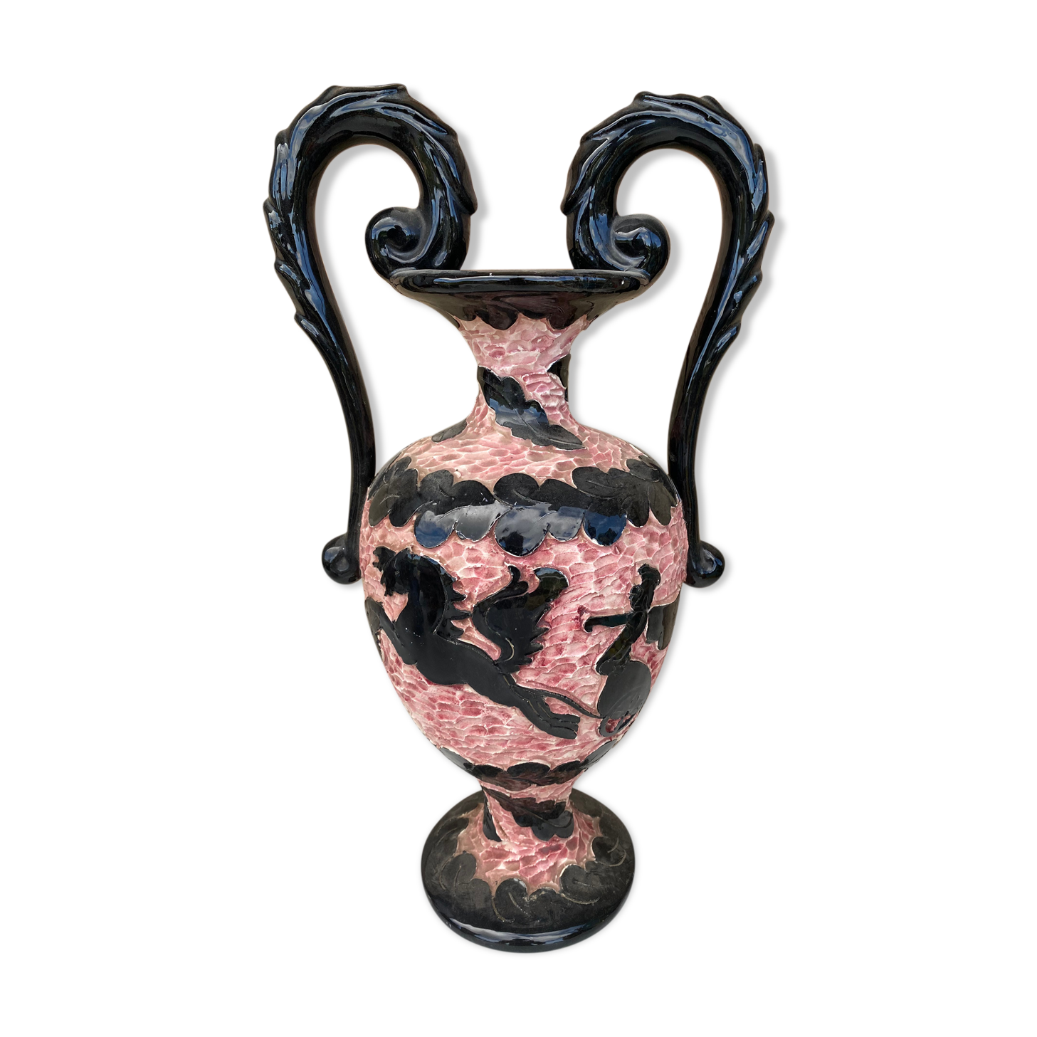 Vase céramique vintage Lamarche Vallauris Monaco 1960