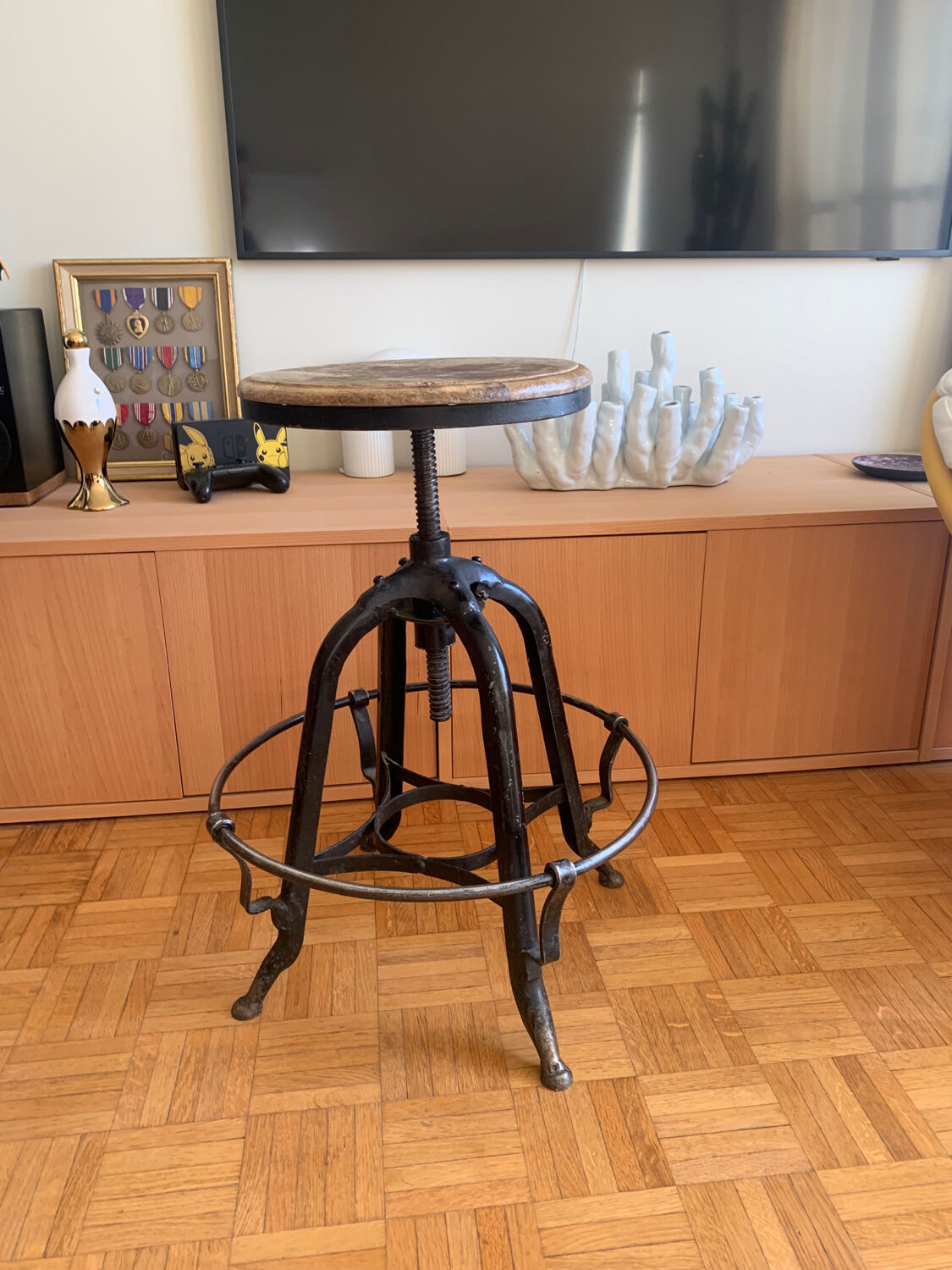 Vintage industrial screw stool