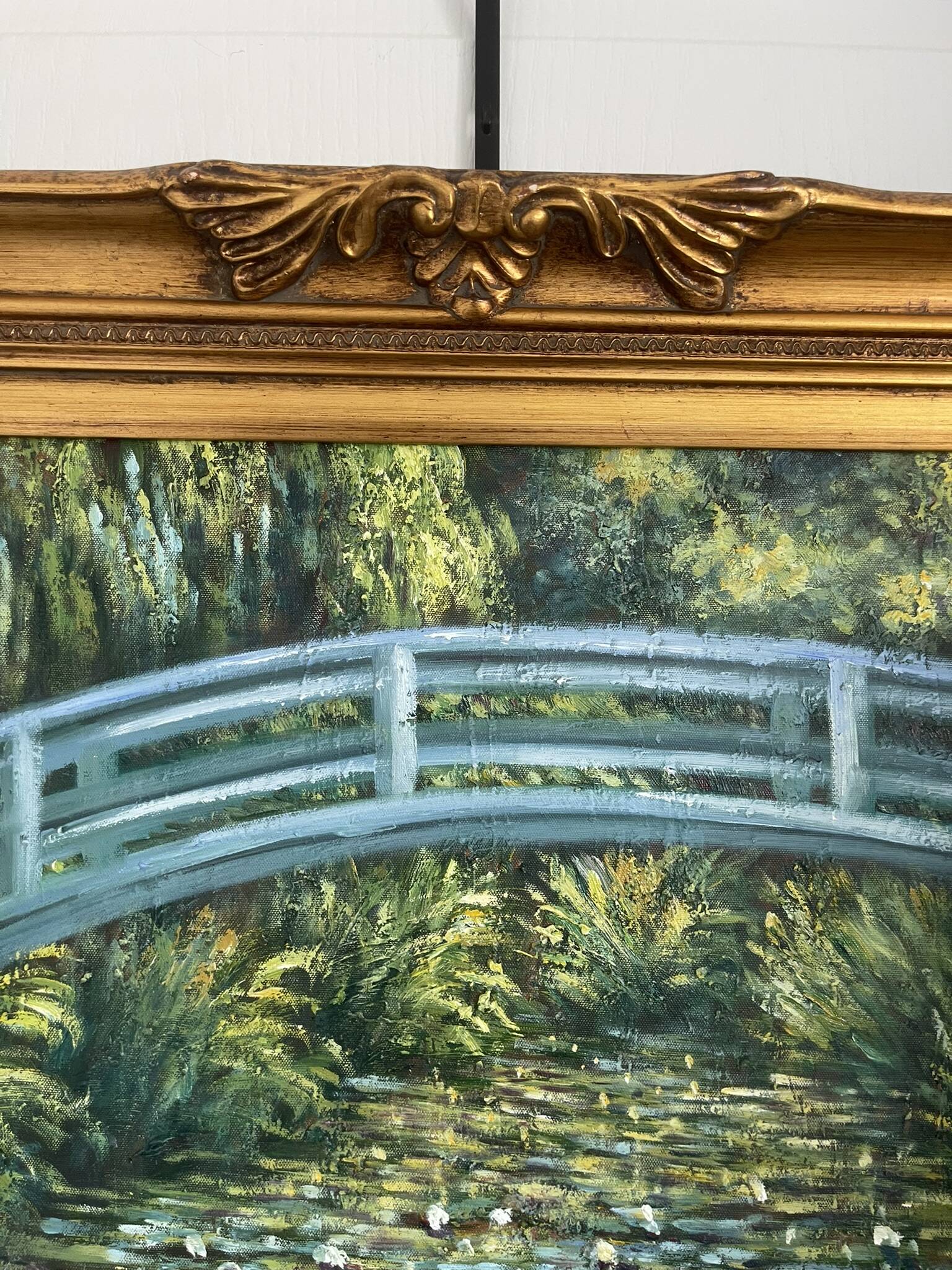 Old oil painting canvas reproduction water lilies japan monet 80x70