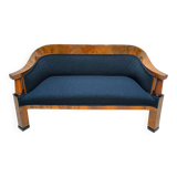 Biedermeier Sofa in Walnut Veneer & Black Teddy Fabric, Vienna, Austria, 1825