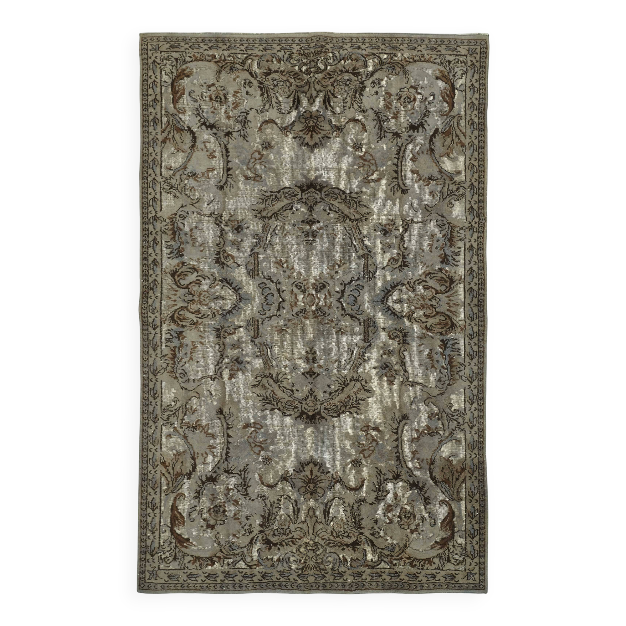 Overdyed Wool Vintage Handmade Carved Rug 166 cm x 266 cm