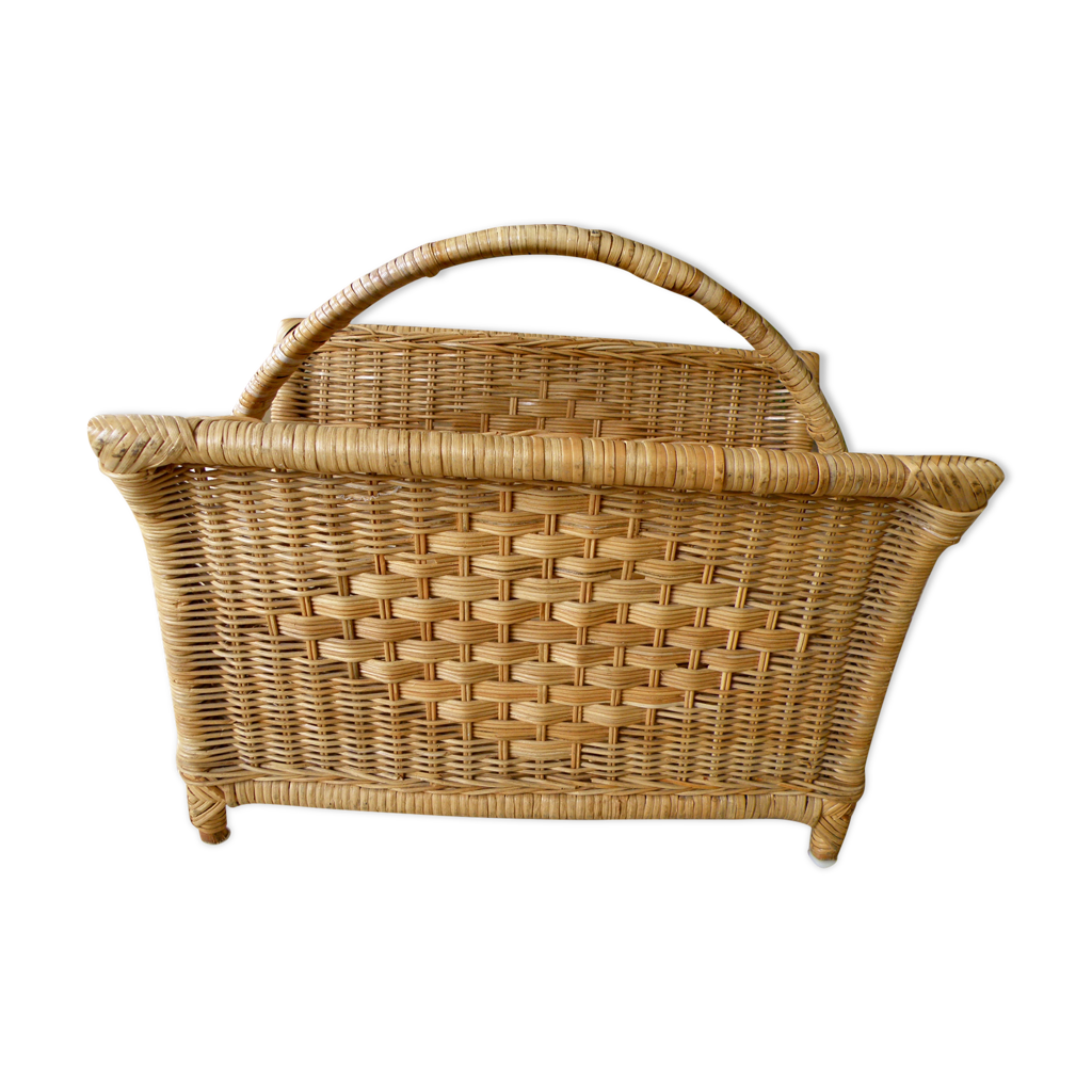 Porte-revues En Rotin Tressé Marron Clair Pour Un Rangement