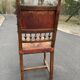 5 chaises Henri II en bois massif et cuir néo renaissance XIXème siècle