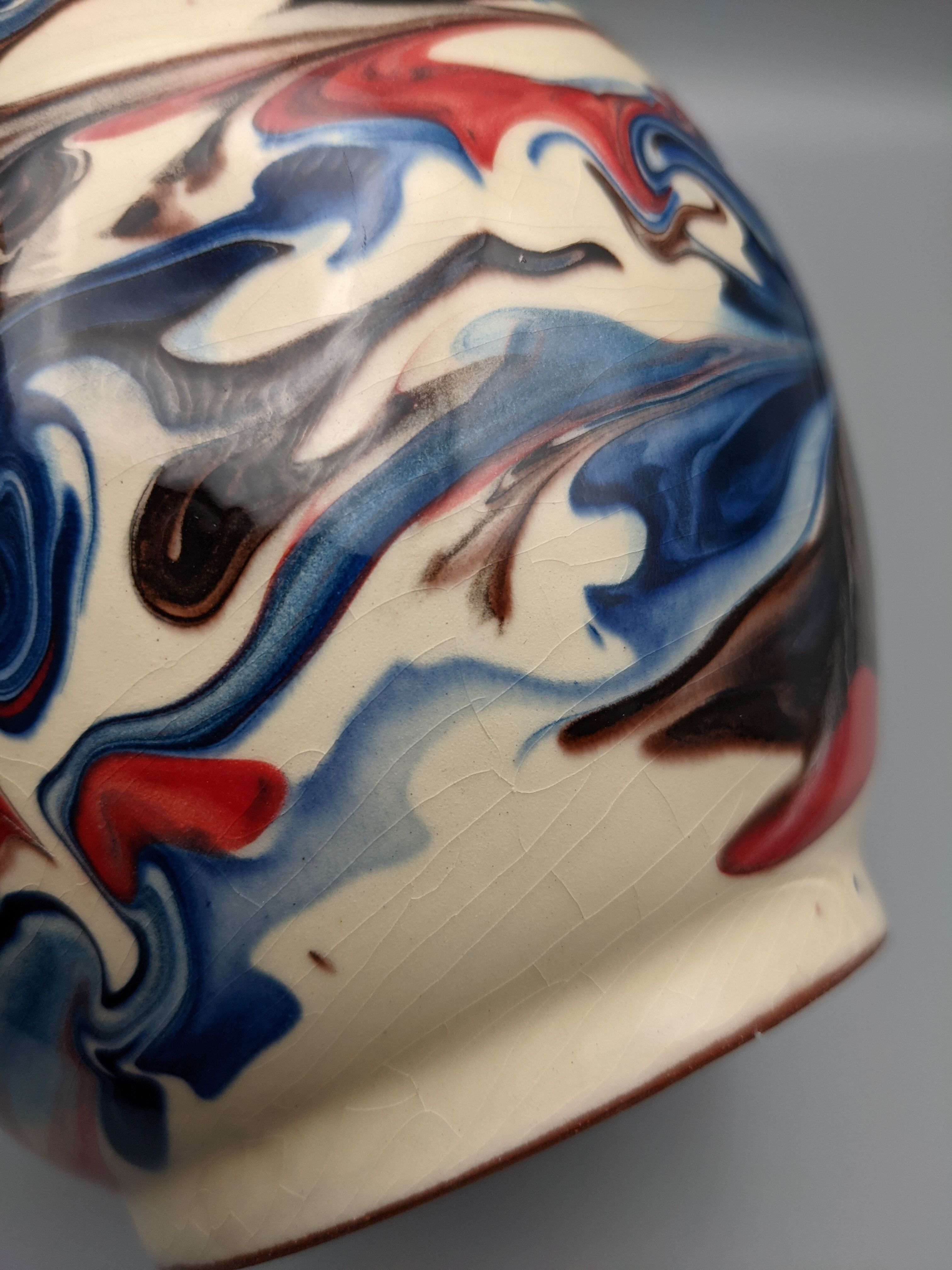 Pitcher broc cruche multicolored coulure in glazed terracotta 2 liters