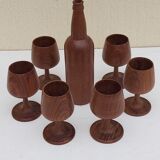 Scandinavian bottle and teak glass service