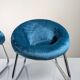 Pair of Italian Chrome and Blue Velvet Armchairs, 1970s