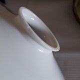 Old lace-edged conical lampshade in opaline