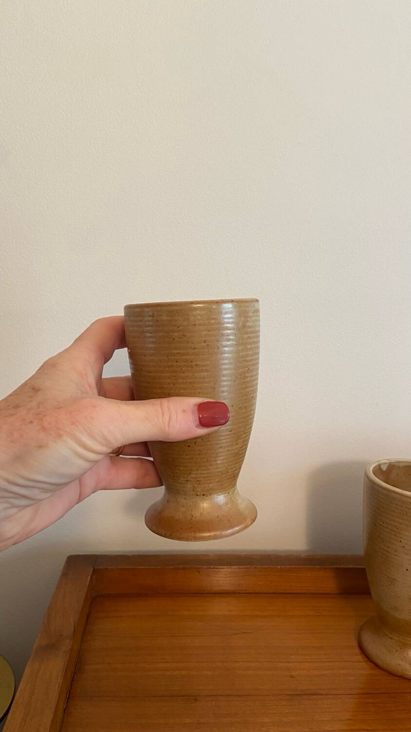 Set of 6 glasses / mugs in stoneware, vintage 1970.