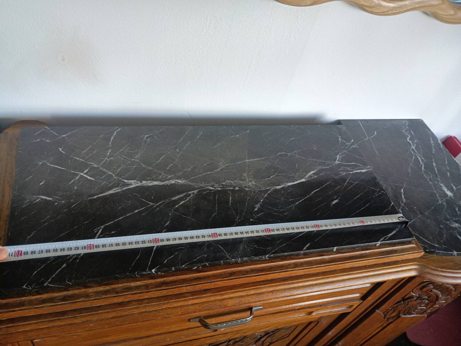 Art Deco buffet in marble and carved wood