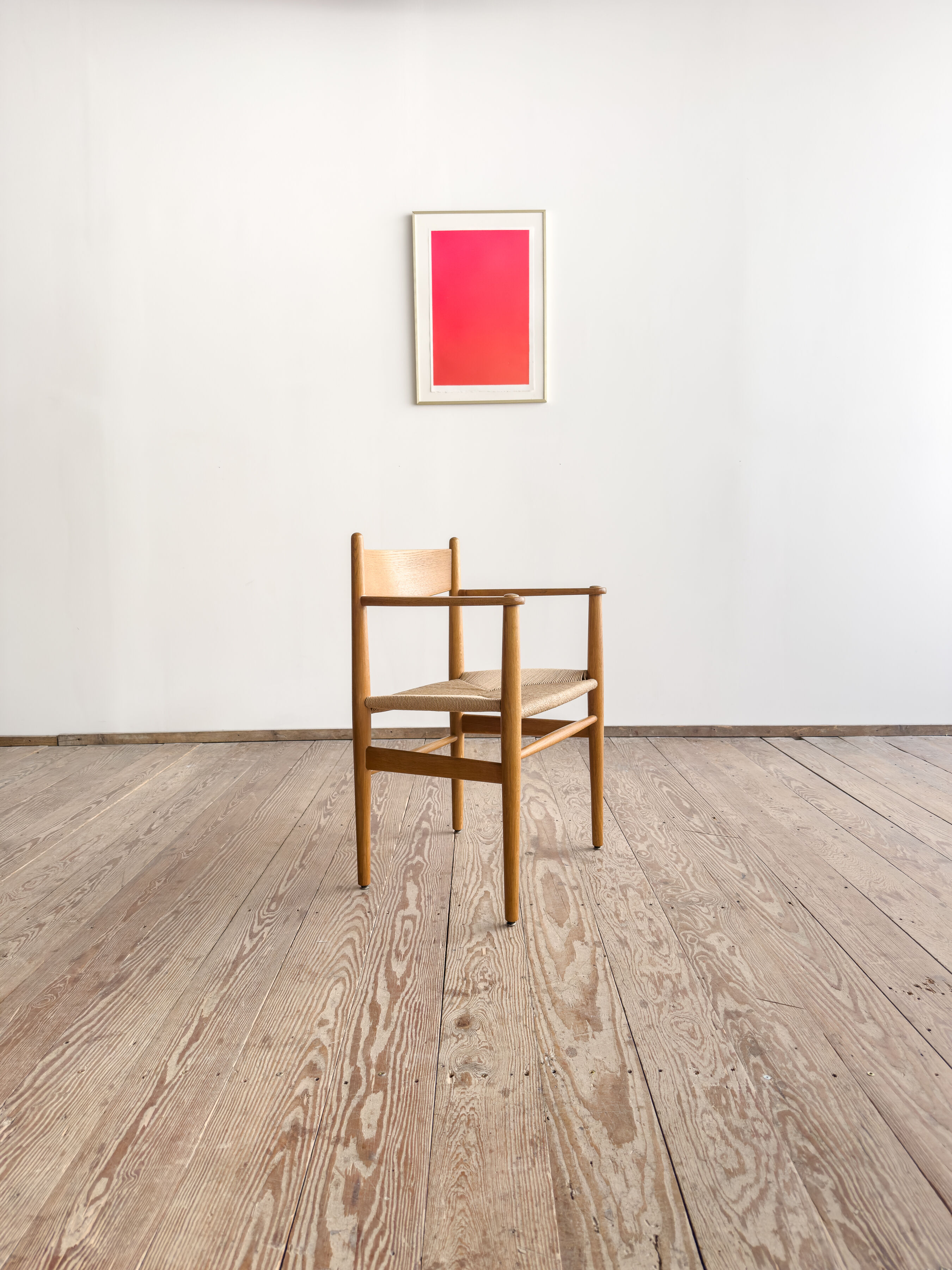 Fauteuil CH37, Hans J. Wegner en chêne avec assise neuve en corde danoise