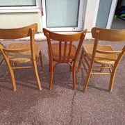 Set of 16 mismatched wooden bistro chairs - vintage - luterma