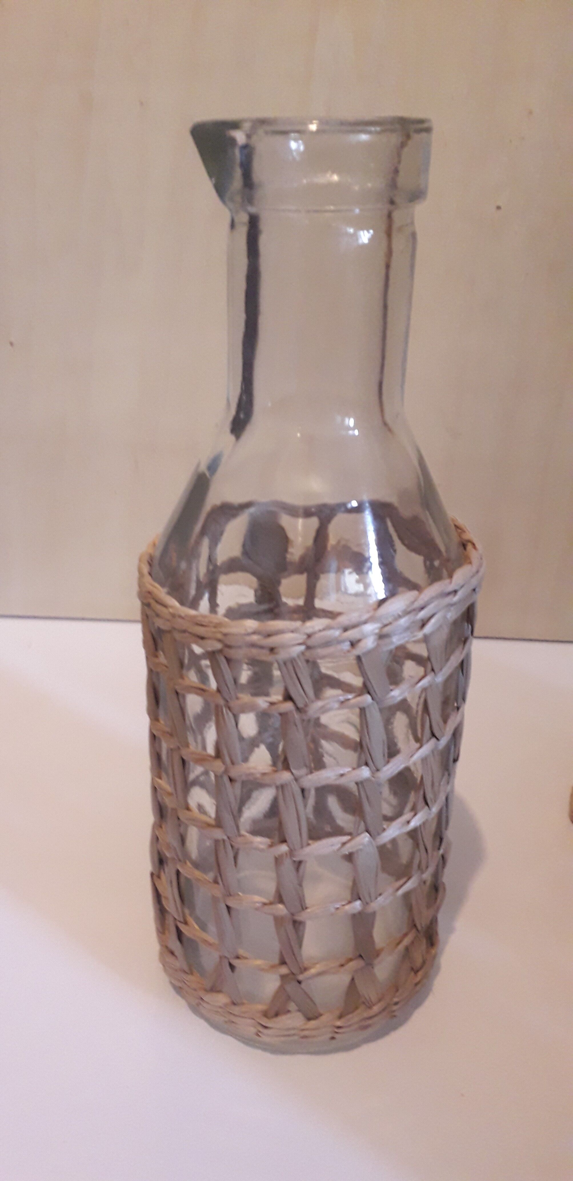 Orangeade service of 9 pieces of glass covered with rush