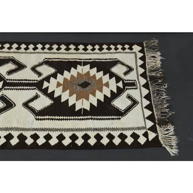 Tapis vintage turc en laine et coton beige noué à la main, années 1970