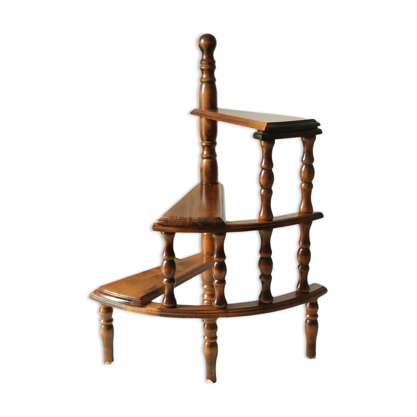 Vintage Beech Library Staircase Shelf