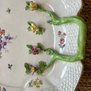 Large decorative antique plate with raised flowers – 19th century style