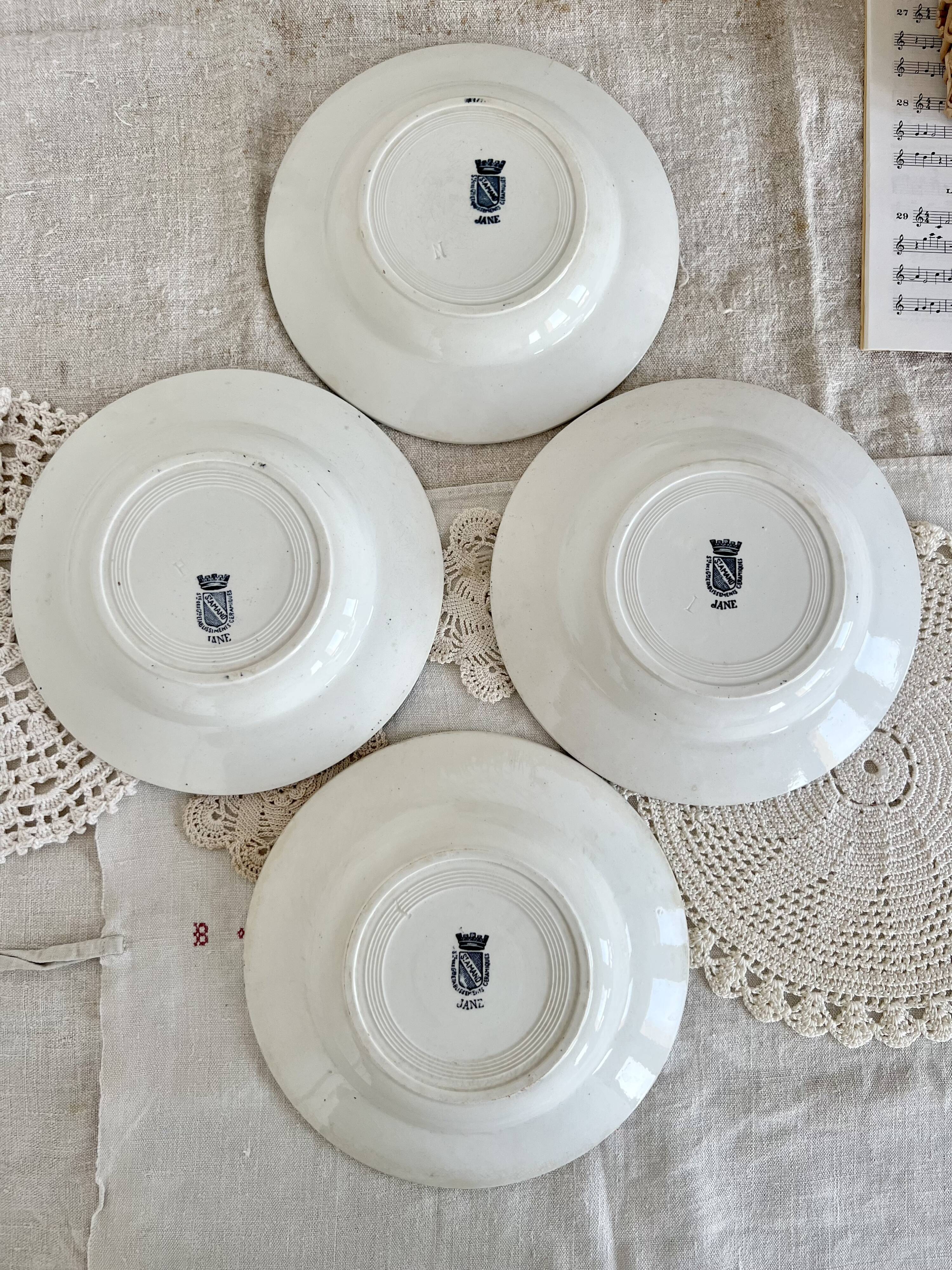 4 vintage soup plates iron earth Saint-Amand - Jane model