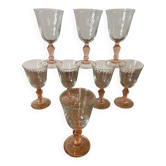 Lot de 8 verres à vin Luminarc Rosaline, vintage années 60