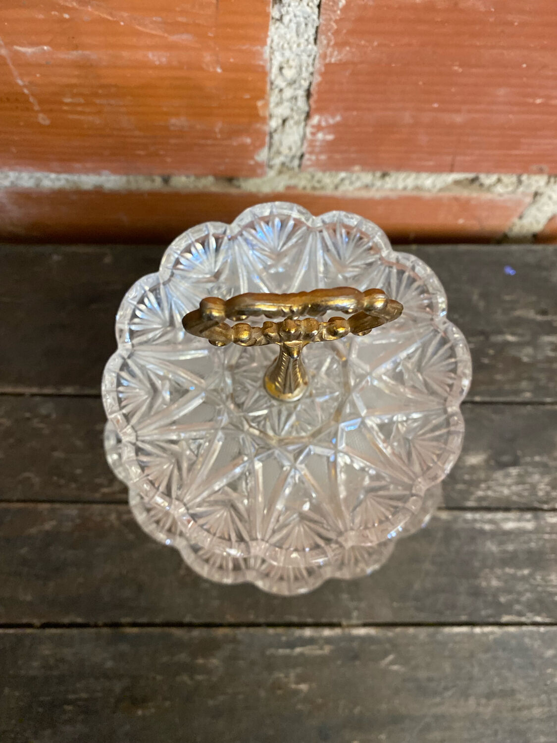 Cake Stand Antique Crystal + Gilded Bronze Trays #