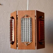 Scandinavian suspension teak pressed glass Wiktor Berndt A-lighting 1960s
