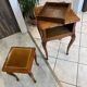 Louis XV style gueridon and stool set in solid oak.